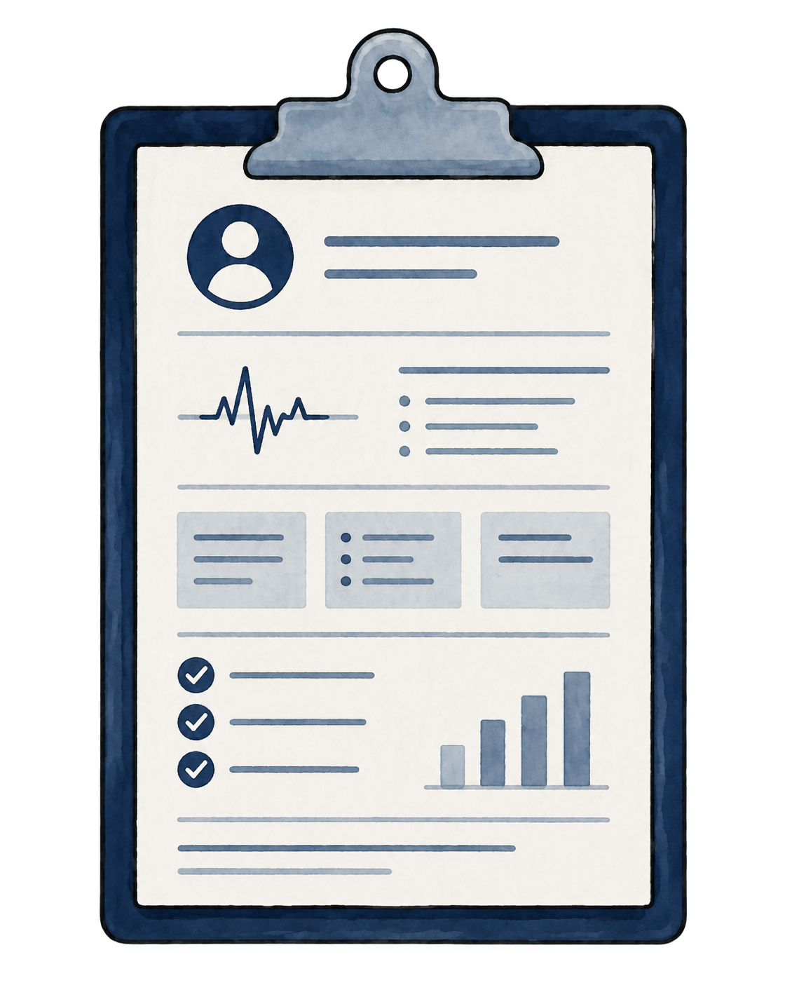Illustrated clinical outcomes clipboard